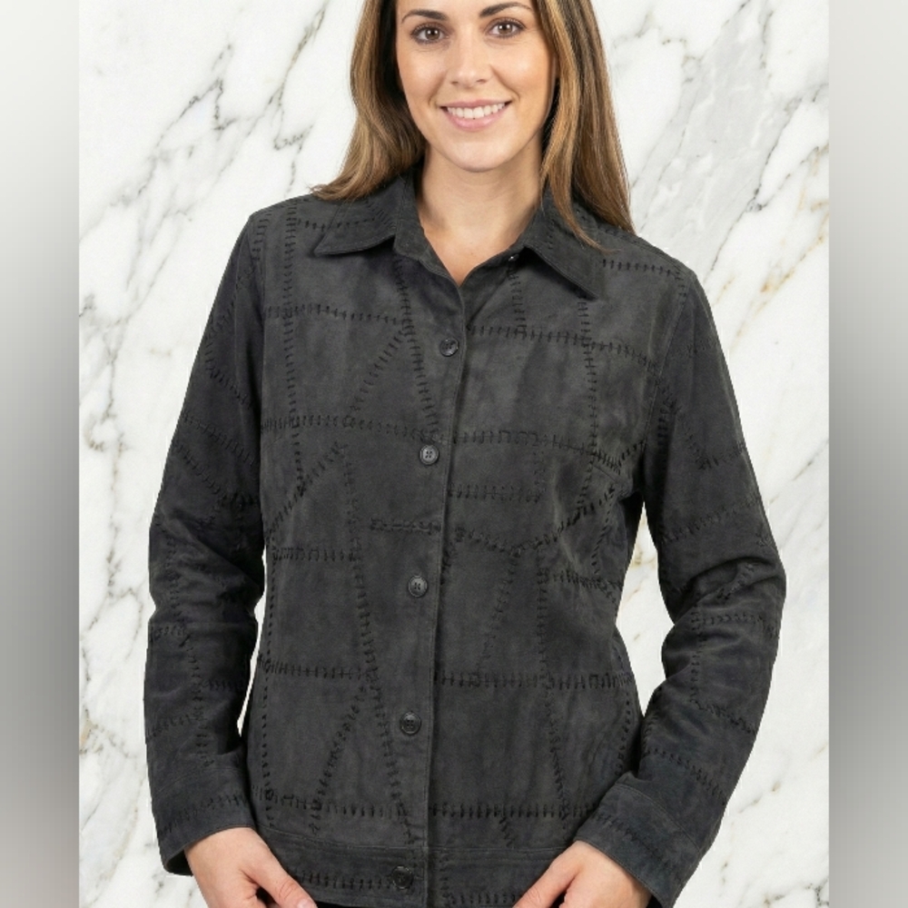 KEREN hart Charcoal Leather Jacket